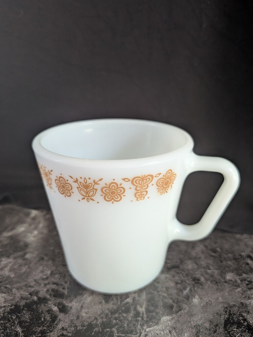 Vintage Pyrex Butterfly Gold Coffee Mug — 1970s Corning USA